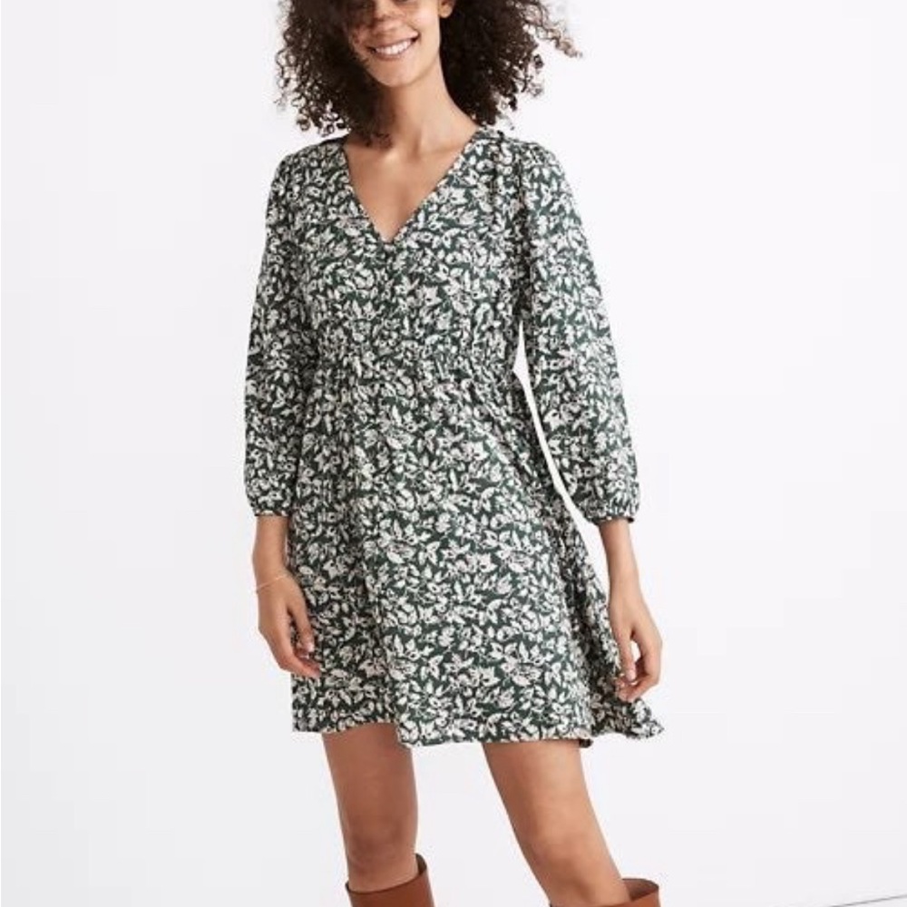 Madewell Green Floral Dress